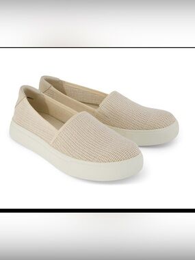 NIB TOMS Kameron Beige Mesh Suede Slip On Platform Sneakers 7.5